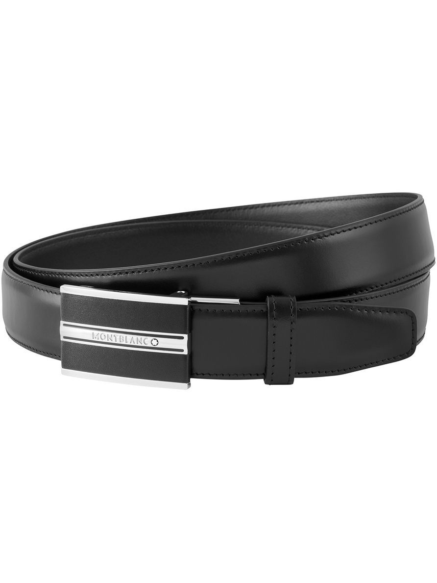 Cinto em Couro Preto com Fivela 30mm