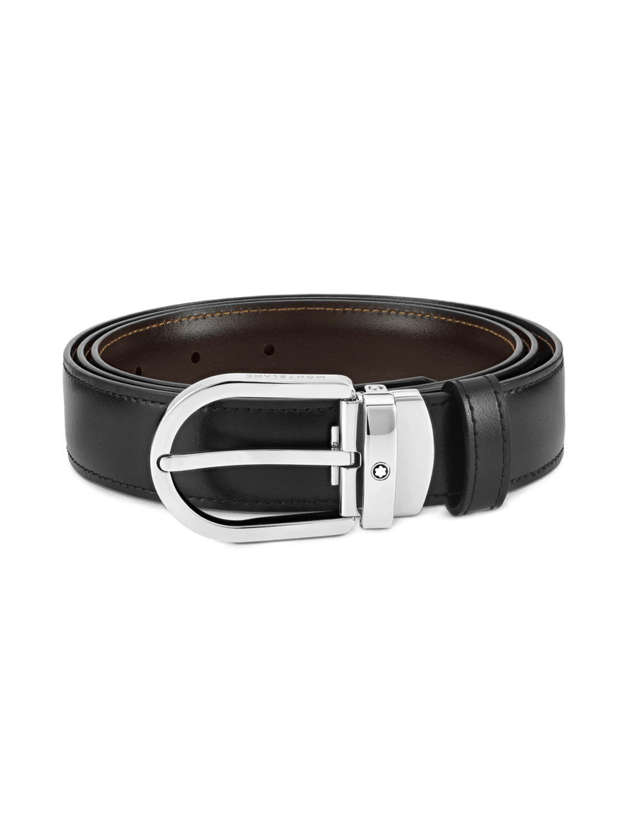 Cinto de Couro Montblanc Fivela Ferradura 30mm reversível