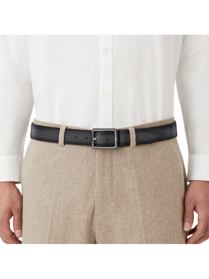 Cinto de Couro Cinza com Fivela 35mm