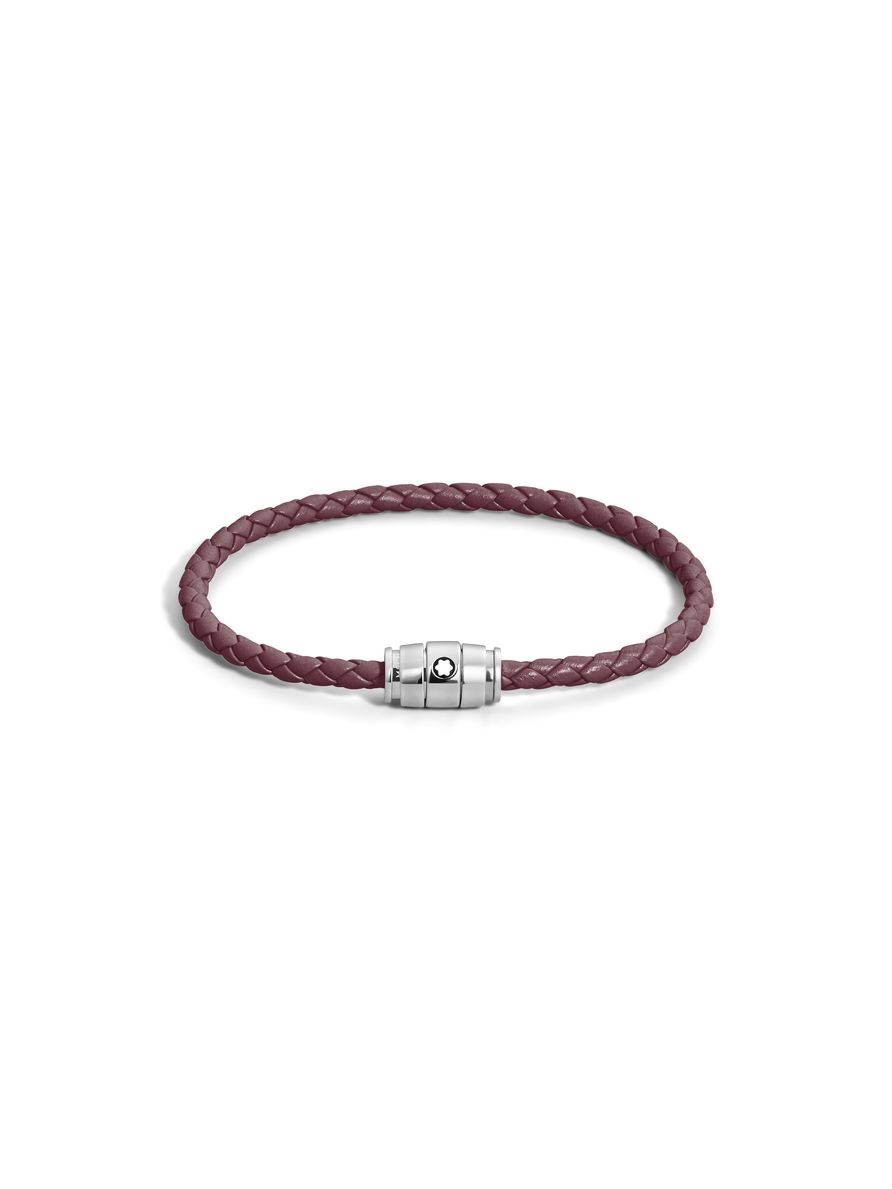 Pulseira em Couro Meisterstück com Fecho 3 Anéis em Aço - P