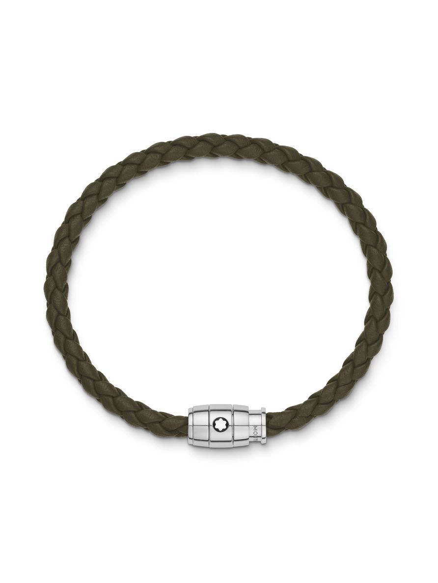 Pulseira de Couro com Fecho em Aço - M