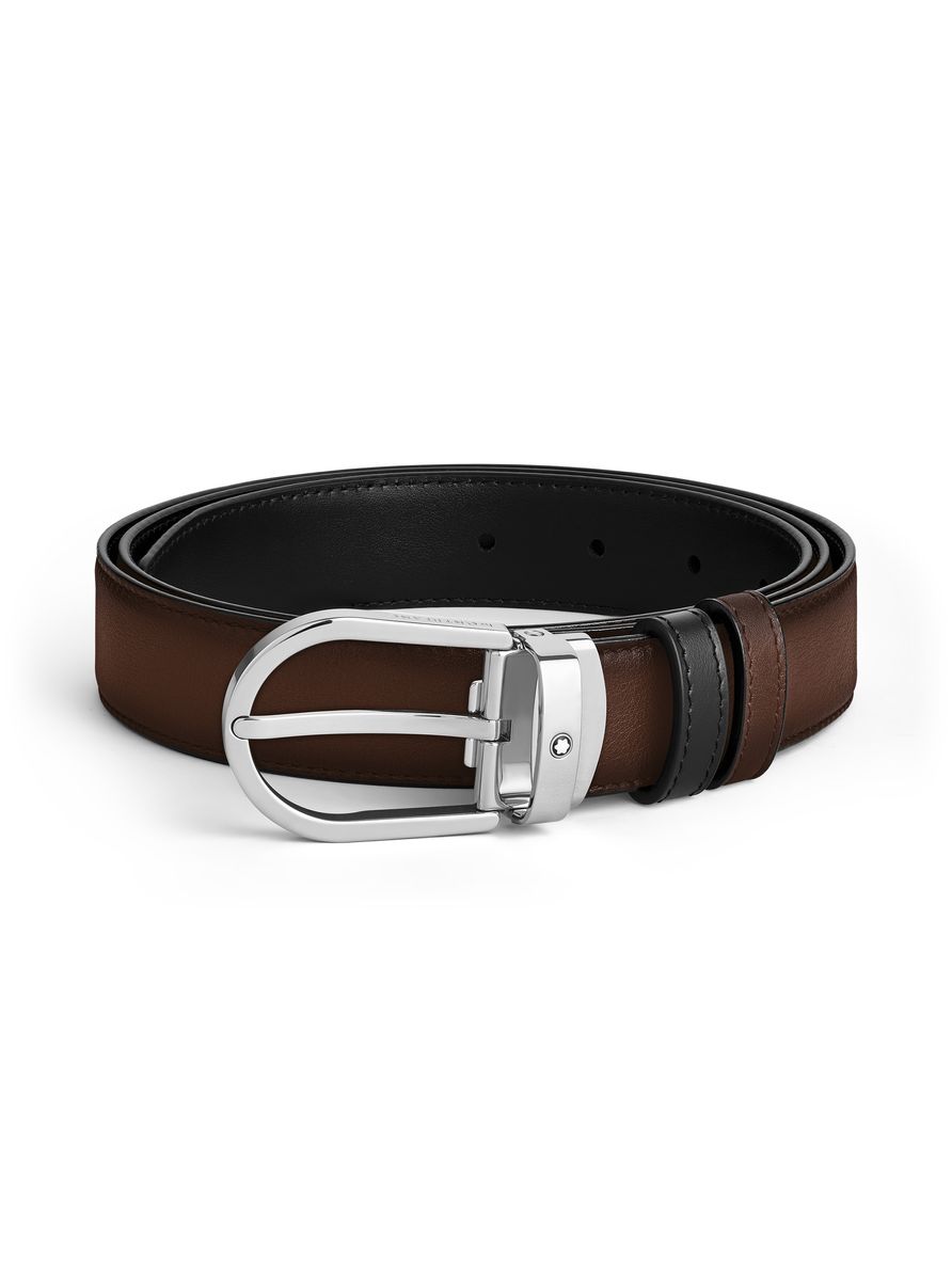 Cinto de Couro Reversível com Fivela Ferradura - 30mm