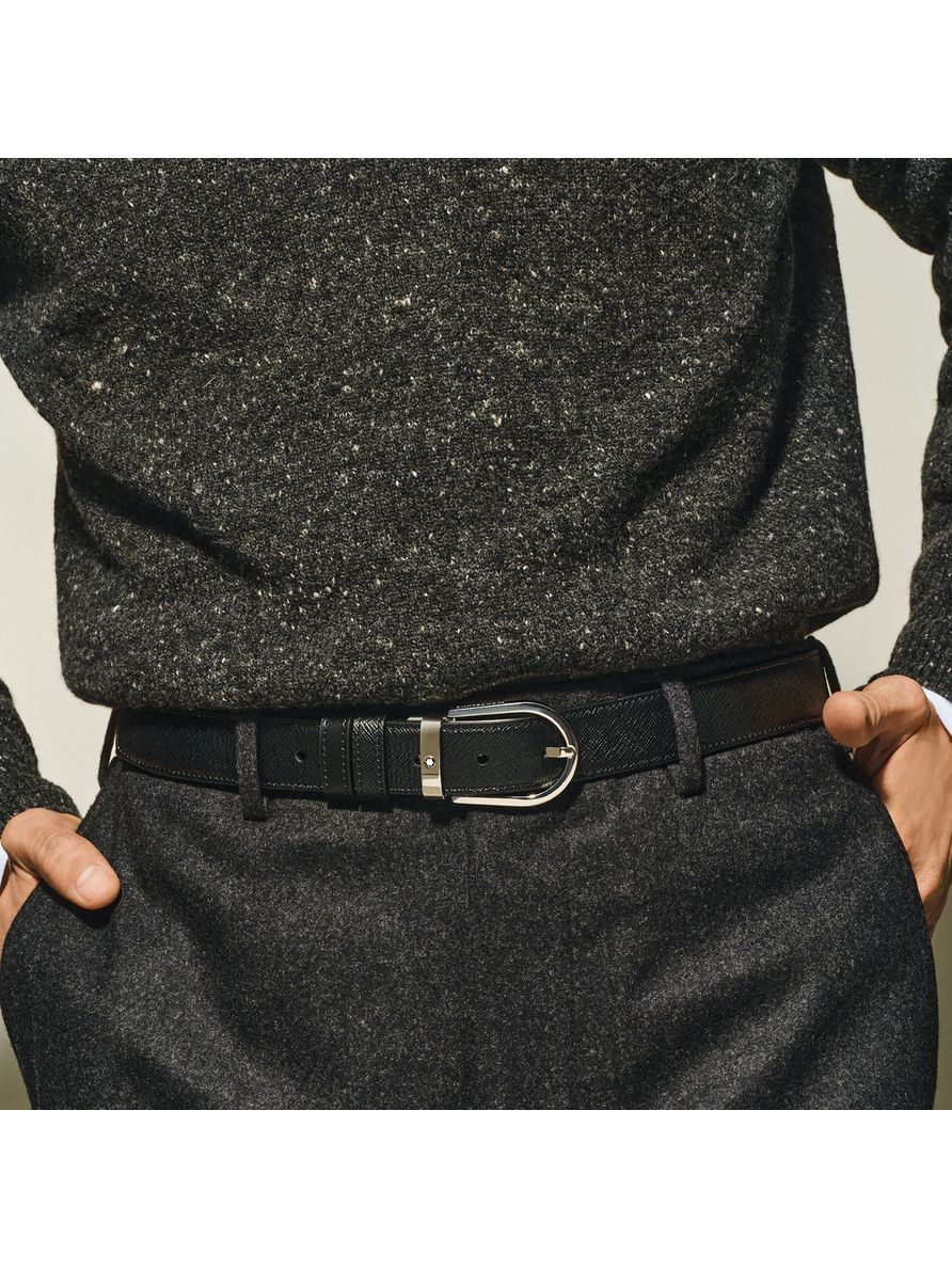 Cinto de Couro Reversível Sartorial Com Fivela Ferradura - 30mm