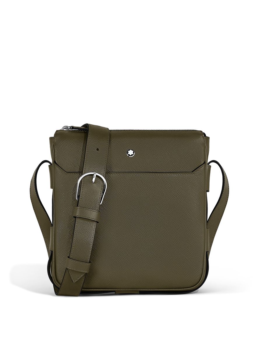 Bolsa Messenger Sartorial Khaki com Cinto Vertical