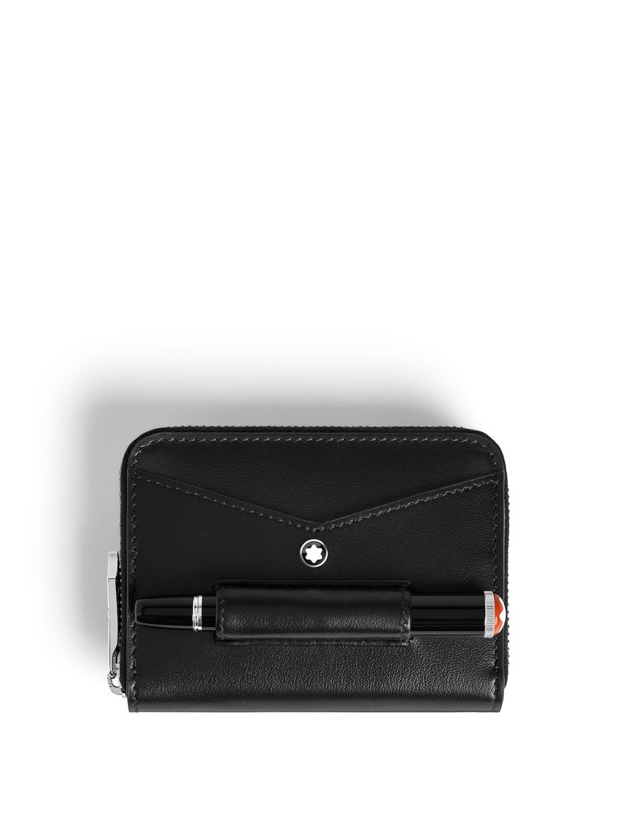 Carteira Mini Meisterstück Black com Zíper e Porta 1 Instrumento de Escrita - 2cc