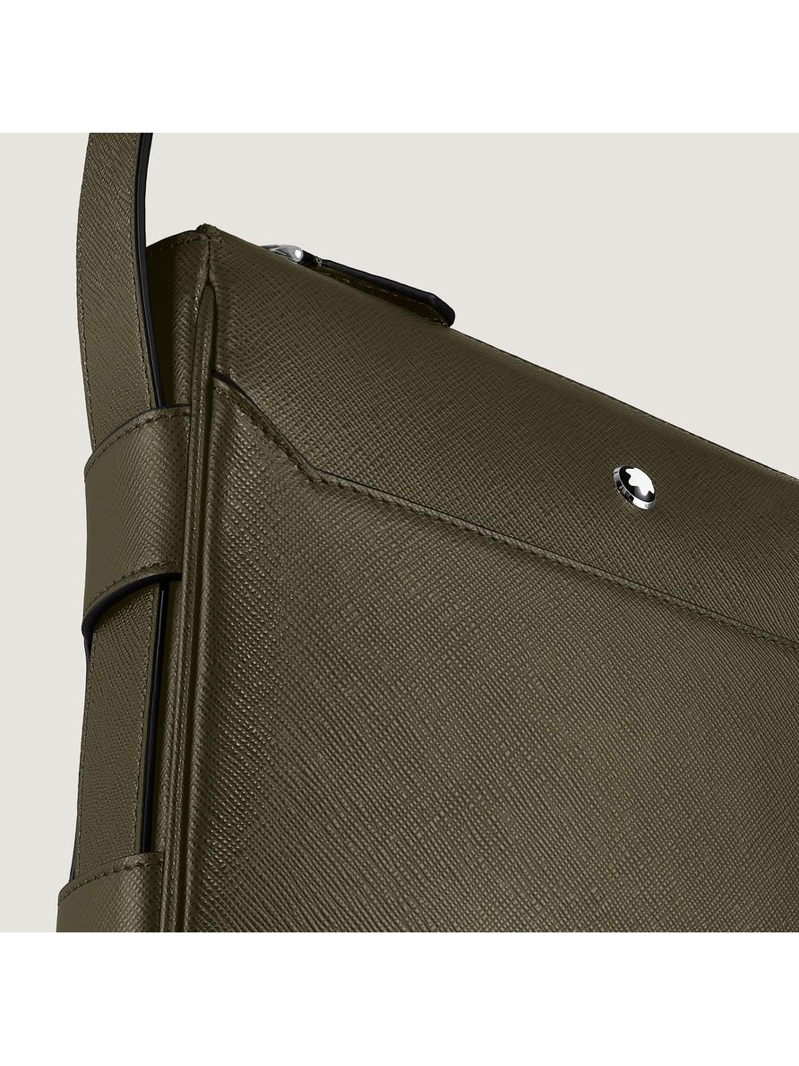 Bolsa Messenger Sartorial Khaki com Cinto Vertical